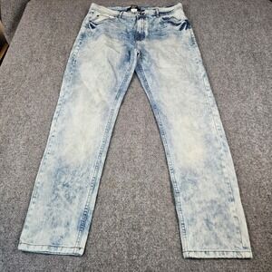 GS-115 Premium Mens Acid Wash Straight Leg Jeans Light Blue Size 34 9FWJ-321C
